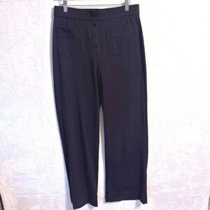 Halara Womens Navy Blue High Waisted Wide Leg Button Fly Patch Pocket Pants L
